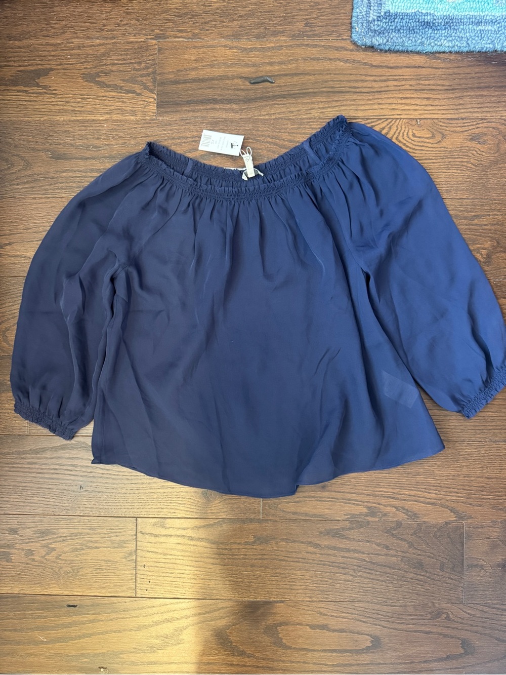 Joie Navy Off-Shoulder Peasant Blouse
